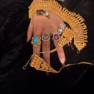 New 22K  real gold Necklace set with huge earrings